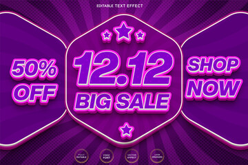 12 12 big sale 3d editable text effect Premium Vector with background and banner