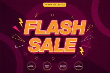 flash sale 3d editable text effect Premium Vector with background and banner