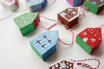 little craft wooden houses as house warming gift shelf or wall decor ornament christmas tree ornament 
