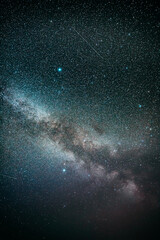 Real Night Sky Stars With Milky Way Galaxy. Natural Starry Sky Colorful Background
