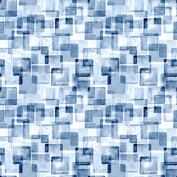 Fototapeta Contemporary art seamless pattern background. Abstract grunge square geometric shapes