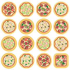 vector collection of italian pizza icons