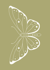Poster with butterfly in modern, trendy colors, contemporary aesthetic background or card template