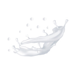 Milk splashes realistic set with isolated images of spluttering drops and white liquid