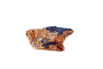 Macro mineral stone Malachite and Azurite against white background