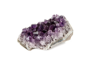 Amethyst Crystal Druse  macro mineral on white background close up