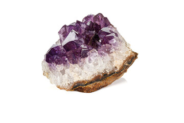 Amethyst Crystal Druse  macro mineral on white background