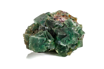 Macro stone Fluorite mineral on white background