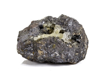 Macro stone Apatite mineral on white background