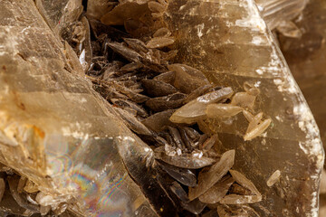 Macro stone Gypsum mineral on white background