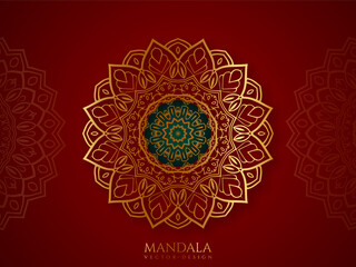 Vector round circle. Mandala style. Decorative element with gold.