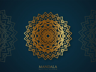 Luxury geometric gold gradient dark green mandala background. Design for any card, birthday, other holiday, kaleidoscope, yoga, india, folk, arabic. Indian pattern wallpaper