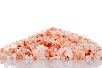 Fototapeta na wymiar Crystals of Himalayan salt, close-up, isolated on white.
