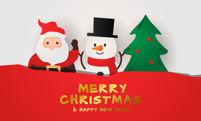 Fototapeta na wymiar Christmas and new year banner template design