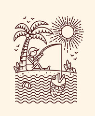 Summer fishing line illustration