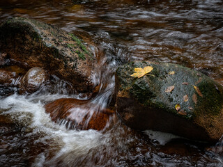 Waterfall on river Ilse in forest Harz, Germany