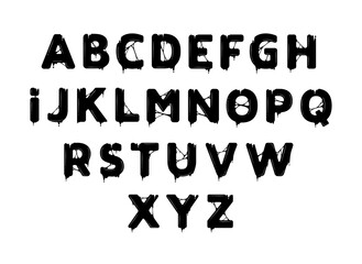 black ink or oil alphabet concept design