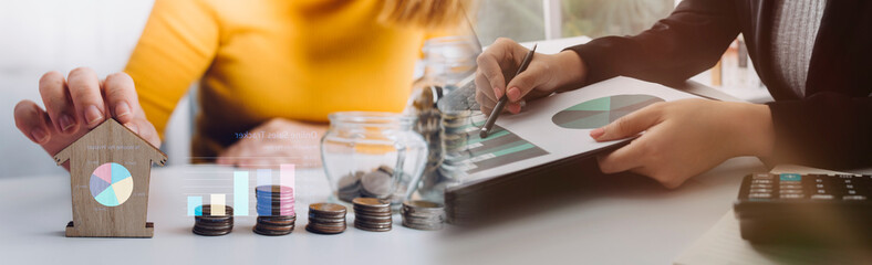 Data Management System with Business Analytics concept. business team hands working with provide information for Key Performance Indicators and marketing analysis onn virtual computer