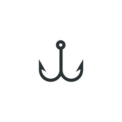 Vector sign of the fishing hook symbol is isolated on a white background. fishing hook icon color editable.