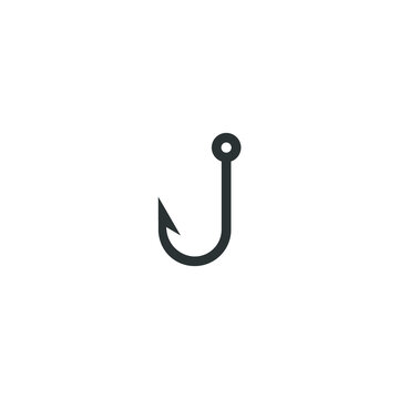 Vector sign of the fishing hook symbol is isolated on a white background. fishing hook icon color editable.