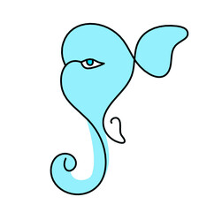 Silhouette of color Lord Ganesha as line drawing on the white background. Vector	
