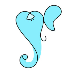 Silhouette of color Lord Ganesha as line drawing on the white background. Vector	
