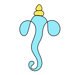 Silhouette of color Lord Ganesha as line drawing on the white background. Vector	
