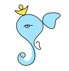 Silhouette of color Lord Ganesha as line drawing on the white background. Vector	
