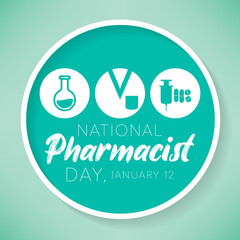 National Pharmacist day is observed every year on January 12, The day focuses on the importance of pharmacists, and it honors how much they impact our health and well-being. Vector illustration