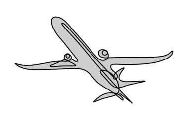 Abstract plane as line drawing on white as background. Vector
