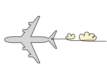 Abstract plane as line drawing on white as background. Vector