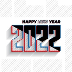 Typography number of 2022 with retro style and simple glitch design.