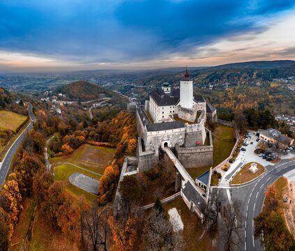 Burg Forchtenstein castle, Austria, Europe, aerial drone photo.