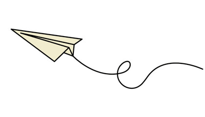 Abstract paper plane as line drawing on white as background. Vector	
