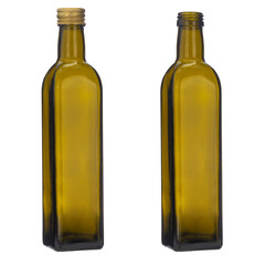 Olive oil bottle on white (clipping path) Close-up.