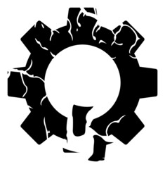 Gear destruction vector icon on a white background. An isolated flat icon illustration of gear destruction.