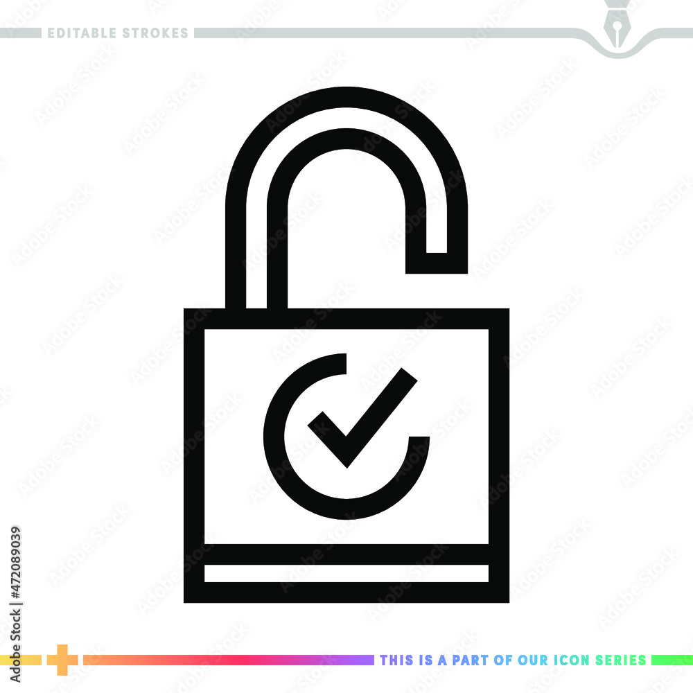 Poster editable line icon of cyber security as a customizable black stroke eps vector graphic.