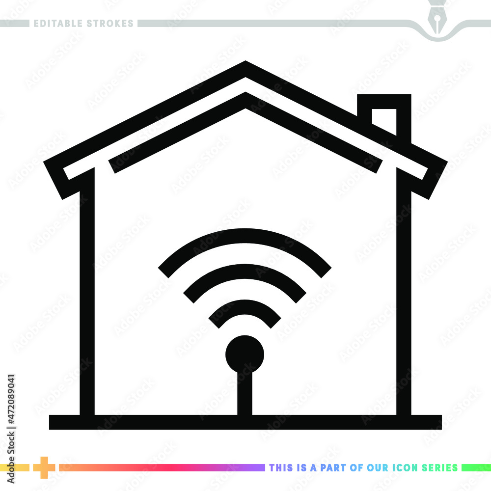 Aufkleber editable line icon of internet of things as a customizable black stroke eps vector graphic.