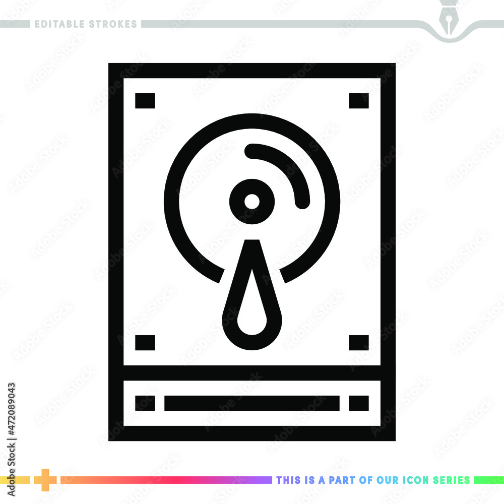Aufkleber editable line icon of backup storage as a customizable black stroke eps vector graphic.