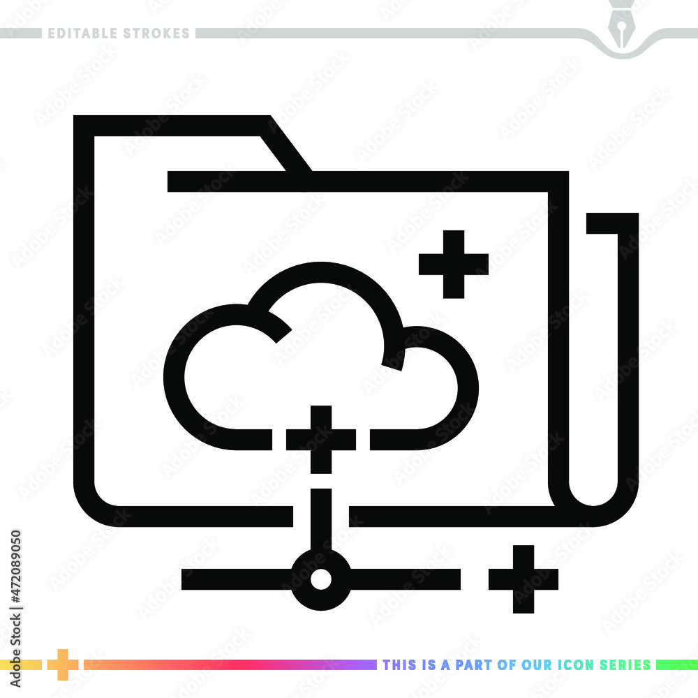 Poster editable line icon of cloud infrastructure as a customizable black stroke eps vector graphic.