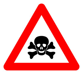 Death danger sign vector icon on a white background. An isolated flat icon illustration of death danger sign. - 472089011