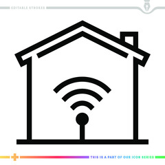 Editable line icon of internet of things as a customizable black stroke eps vector graphic.