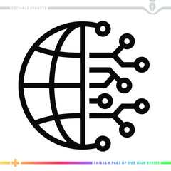 Editable line icon of integrated mobility as a customizable black stroke eps vector graphic.