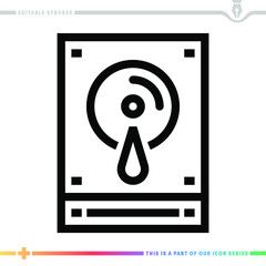 Editable line icon of backup storage as a customizable black stroke eps vector graphic.