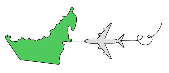 Color map of UAE as line drawing on white background. Vector