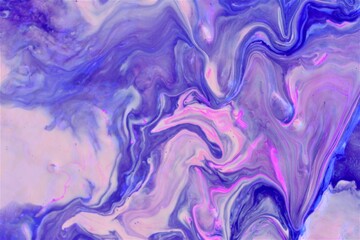Abstract background of lilac marble with mixed paint. Acrylic texture with marble pattern. Mixing colors creates an interesting structure. It is well suited for laptop background and wallpaper, fabric