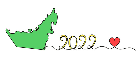 Color map of UAE as line drawing on white background. Vector