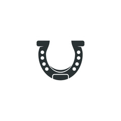 Vector sign of the Horseshoe symbol is isolated on a white background. Horseshoe icon color editable.