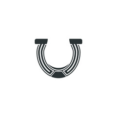 Vector sign of the Horseshoe symbol is isolated on a white background. Horseshoe icon color editable.