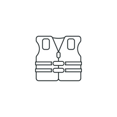 Vector sign of the life jacket symbol is isolated on a white background. life jacket icon color editable.
